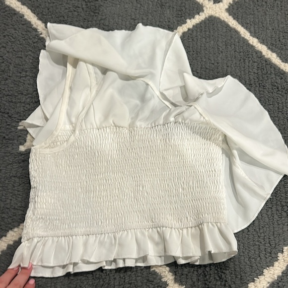 Cropped One Shoulder Smocked Ruffle Tank - Picture 4 of 5